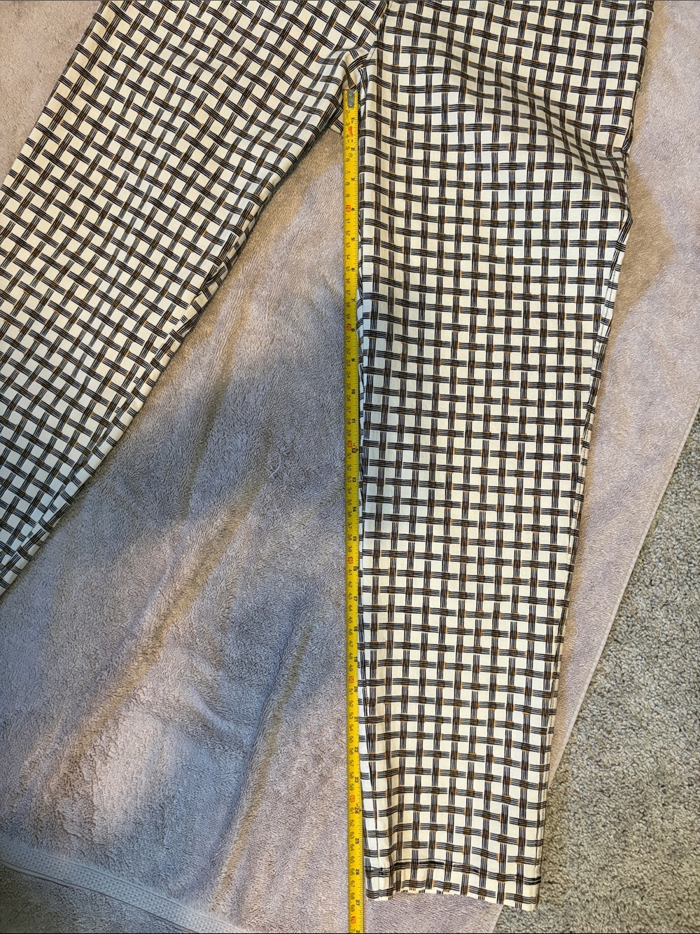 LuLaRoe Women's Lena Checked Trousers in Cream, Black and Gold - Size M - Picture 9 of 9